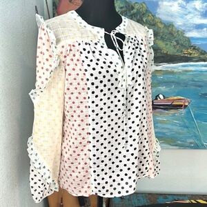 ⭐️Dor Dor Couture, Brilliantly Designed, Multi-Colored Polka Dot Blouse,Size S
